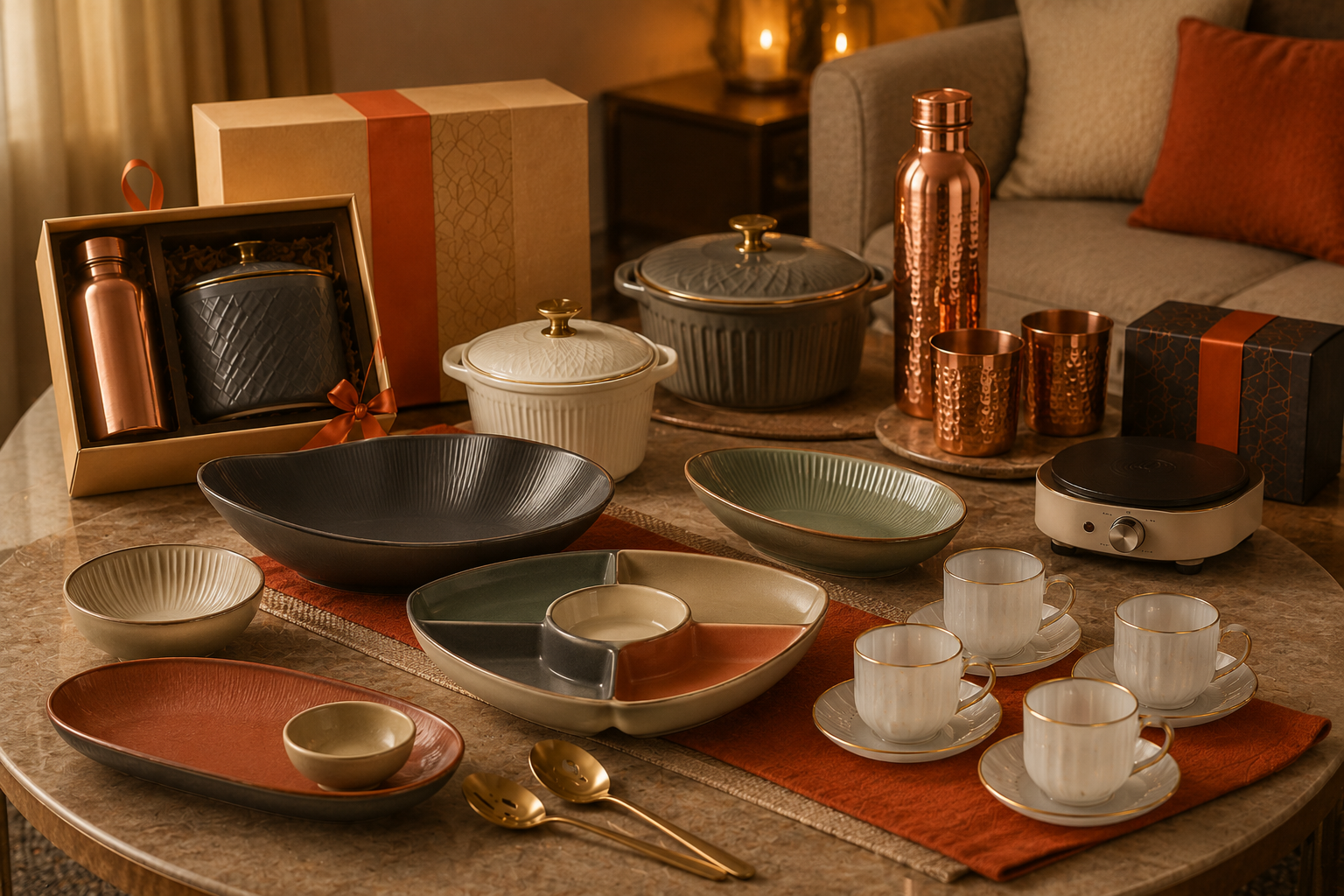 Premium hosting and tableware set